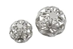 Statues & Sculptures Table Top|Abstract-Lumi Spheres 21cm Silver Metal Indoor Sculptures