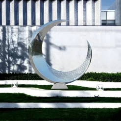 Statues & Sculptures Floor Standing|Abstract-Lunar Orbit 120cm Silver Metal Indoor Sculpture