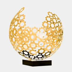Statues & Sculptures Table Top|Abstract-Lunar Sphere 44cm Gold Metal Indoor Sculpture