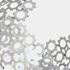 Statues & Sculptures Table Top|Abstract-Lunar Sphere 44cm Silver Metal Indoor Sculpture