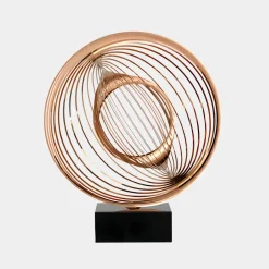 Statues & Sculptures Table Top|Abstract-Luxe Sphere 67cm Copper Metal Indoor Sculpture