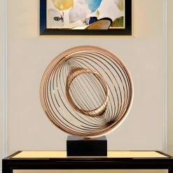 Statues & Sculptures Table Top|Abstract-Luxe Sphere 67cm Copper Metal Indoor Sculpture