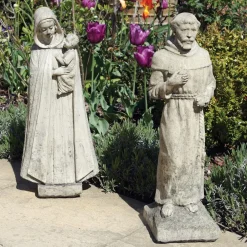 Statues & Sculptures Virgin Mary-Madonna and Friar Monk Stone Garden Statues