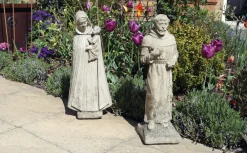 Statues & Sculptures Virgin Mary-Madonna and Friar Monk Stone Garden Statues