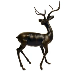 Statues & Sculptures Stags & Deers-Majestic Deer Bronze Metal Garden Statue