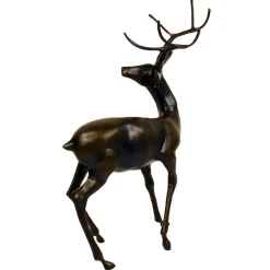 Statues & Sculptures Stags & Deers-Majestic Deer Bronze Metal Garden Statue