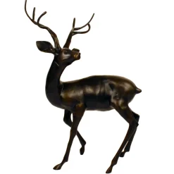 Statues & Sculptures Stags & Deers-Majestic Deer Bronze Metal Garden Statue