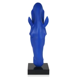 Statues & Sculptures Floor Standing|Animals-Majestic Horse Head 70cm Blu Blue Resin Sculpture