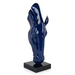 Statues & Sculptures Floor Standing|Animals-Majestic Horse Head 70cm Blue Resin Indoor Sculpture