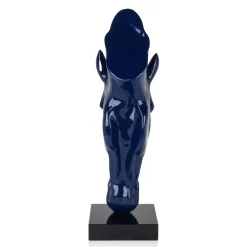 Statues & Sculptures Floor Standing|Animals-Majestic Horse Head 70cm Blue Resin Indoor Sculpture