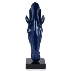Statues & Sculptures Floor Standing|Animals-Majestic Horse Head 70cm Blue Resin Indoor Sculpture