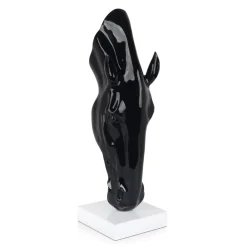 Statues & Sculptures Floor Standing|Animals-Majestic Horse Head 70cm Black Resin Indoor Sculpture