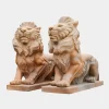 Statues & Sculptures Lions|Modern-Majestic Lion 100cm Yellow Marble Garden Statue
