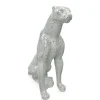 Statues & Sculptures Floor Standing|Animals-Majestic Panther 80cm Silver Resin Indoor Sculpture