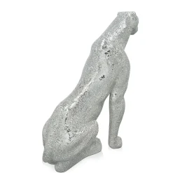 Statues & Sculptures Floor Standing|Animals-Majestic Panther 80cm Silver Resin Indoor Sculpture
