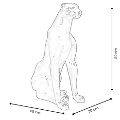 Statues & Sculptures Floor Standing|Animals-Majestic Panther 80cm Silver Resin Indoor Sculpture