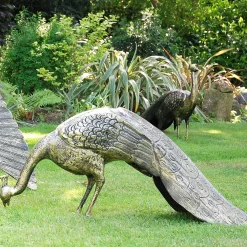 Statues & Sculptures Peacocks-Majestic Peacocks Life-Size Bronze Metal Garden Statues