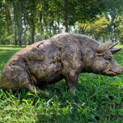 Statues & Sculptures Farm-Majestic Pig 36cm Bronze Resin Garden Ornament