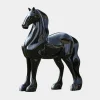 Statues & Sculptures Horses|Contemporary-Midnight Stallion 200cm Black Marble Garden Statue