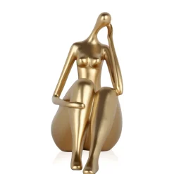 Statues & Sculptures Figurative|Table Top-Mindful Grace 26cm Gold Resin Indoor Sculpture