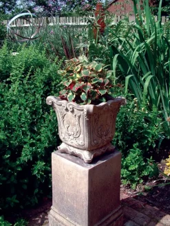 Statues & Sculptures Large|Square-Modena 22 Vase Stone Garden Planter on Pedestal