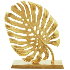 Statues & Sculptures Table Top|Contemporary-Monsera Leaf 37cm Gold Metal Indoor Sculpture