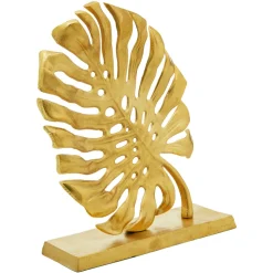 Statues & Sculptures Table Top|Contemporary-Monsera Leaf 37cm Gold Metal Indoor Sculpture
