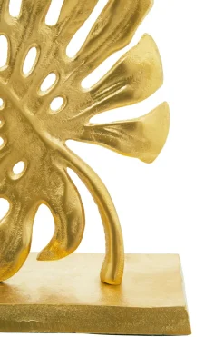 Statues & Sculptures Table Top|Contemporary-Monsera Leaf 37cm Gold Metal Indoor Sculpture