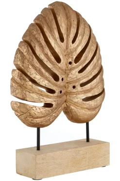 Statues & Sculptures Table Top|Contemporary-Monsera Leaf 45cm Gold Wood Indoor Sculpture