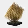 Statues & Sculptures Floor Standing|Abstract-Multiverse 120cm Gold Geometric Metal Garden Sculpture