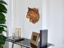 Statues & Sculptures Wall Art|Animals-Mystic Tiger 37cm Bronze Resin Wall Sculpture