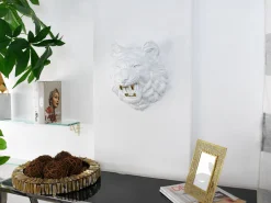Statues & Sculptures Wall Art|Animals-Mystic Tiger 37cm White Resin Wall Sculpture