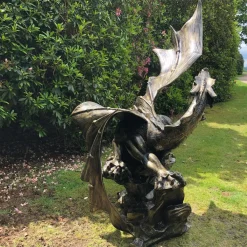 Statues & Sculptures Dragons-Mystical Dragon 232cm Bronze Metal Garden Statue