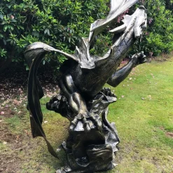 Statues & Sculptures Dragons-Mystical Dragon 232cm Bronze Metal Garden Statue
