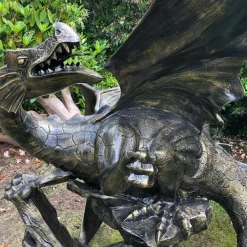 Statues & Sculptures Dragons-Mystical Dragon 232cm Bronze Metal Garden Statue