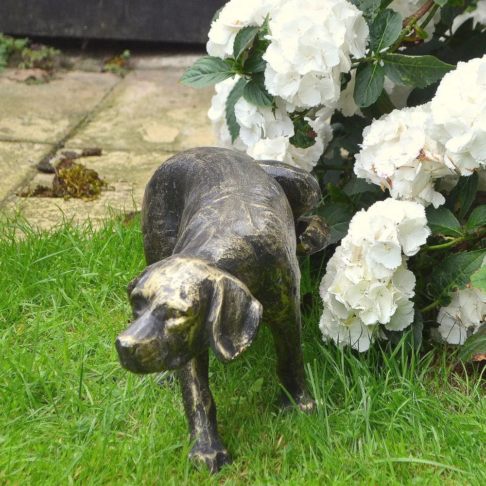 Statues & Sculptures Dogs-Naughty Dog Bronze Metal Garden Ornament