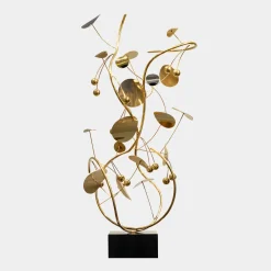 Statues & Sculptures Floor Standing|Abstract-Nebular Bloom 103cm Gold Metal Indoor Sculpture