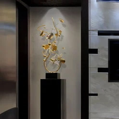 Statues & Sculptures Floor Standing|Abstract-Nebular Bloom 103cm Gold Metal Indoor Sculpture