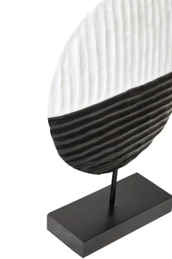 Statues & Sculptures Table Top|Abstract-Night & Day 41cm Black & White Wood Indoor Sculpture