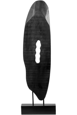 Statues & Sculptures Table Top|Abstract-Obsidian Essence 70cm Black Wood Indoor Sculpture