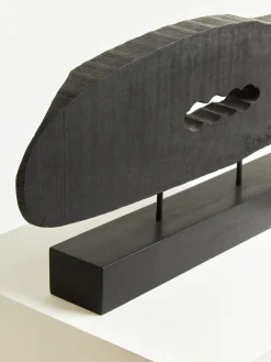Statues & Sculptures Table Top|Abstract-Obsidian Essence 32cm Black Wood Indoor Sculpture
