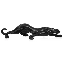 Statues & Sculptures Table Top|Animals-Obsidian Panther 24cm Black Resin Indoor Sculpture
