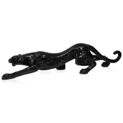 Statues & Sculptures Table Top|Animals-Obsidian Panther 24cm Black Resin Indoor Sculpture