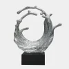 Statues & Sculptures Floor Standing|Abstract-Oceanic Wave 117cm Silver Metal Indoor Sculpture