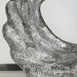 Statues & Sculptures Floor Standing|Abstract-Oceanic Wave 117cm Silver Metal Indoor Sculpture