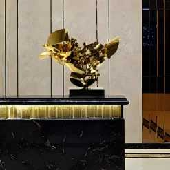 Statues & Sculptures Table Top|Abstract-Opal Bloom 53cm Gold Metal Indoor Sculpture