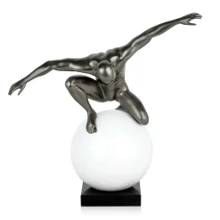 Statues & Sculptures Figurative|Table Top-Orbital Balance 47cm Anthracite Resin Indoor Sculpture