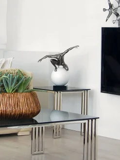 Statues & Sculptures Figurative|Table Top-Orbital Balance 47cm Anthracite Resin Indoor Sculpture