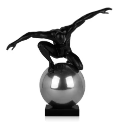 Statues & Sculptures Figurative|Table Top-Orbital Balance 47cm Black Resin Indoor Sculpture
