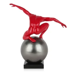 Statues & Sculptures Figurative|Table Top-Orbital Balance 47cm Red Resin Indoor Sculpture